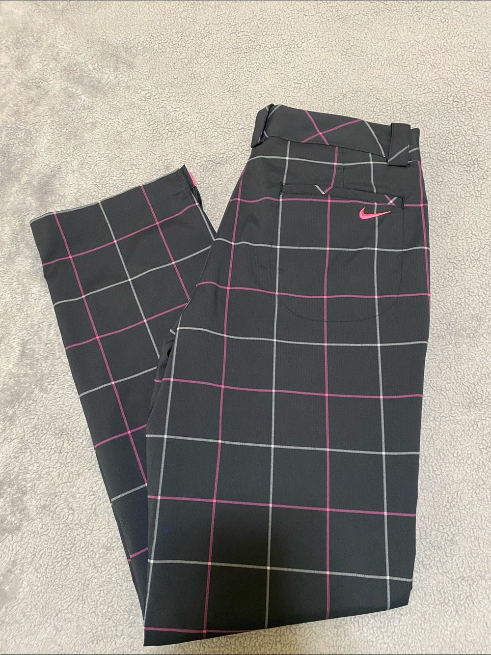 Nike Black Plaid Athletic Pants with Pink & Gray Windowpane